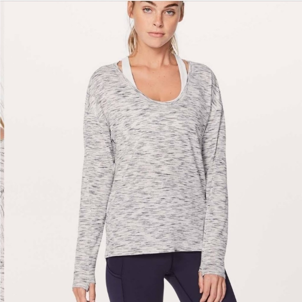 Lululemon Space Dye Gray Meant To Move Long Sleeve Athletic Top Size 6